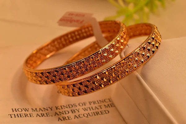 Luminous Design Gold Plated 2pc Bangle Set for Girls/Women