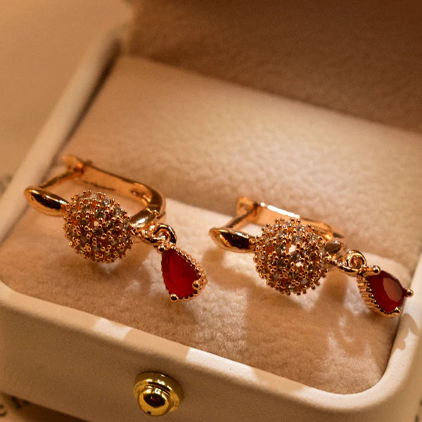 Elegant Design Gold Plated Real Stones Earrings For Girls/women