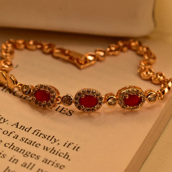 Fancy Unique Design Gold Plated Real Stones Bracelet for Girls/Women