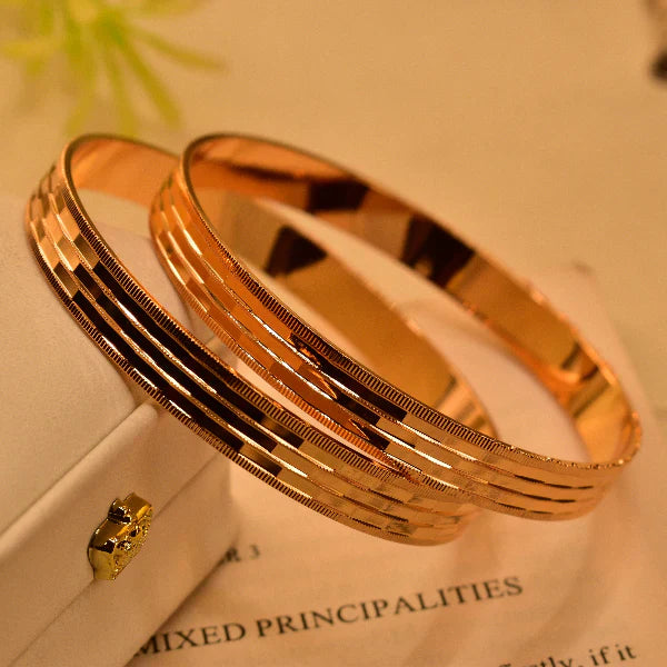 Fancy Unique Design Gold Plated 2pc Bangle Set for Girls/Women
