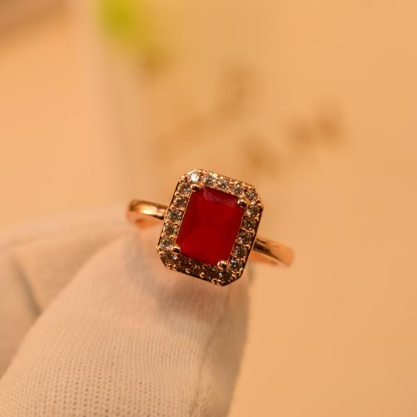 Glamorous Luminous Real Stone Gold Plated Ring For Girls/Women