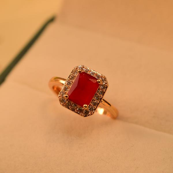 Glamorous Luminous Real Stone Gold Plated Ring For Girls/Women